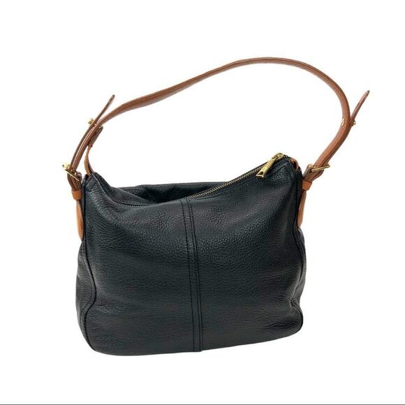 Lauren by Ralph Lauren "Asher" Hobo Black Tumbled Leather Shoulder Bag - Picture 5 of 14